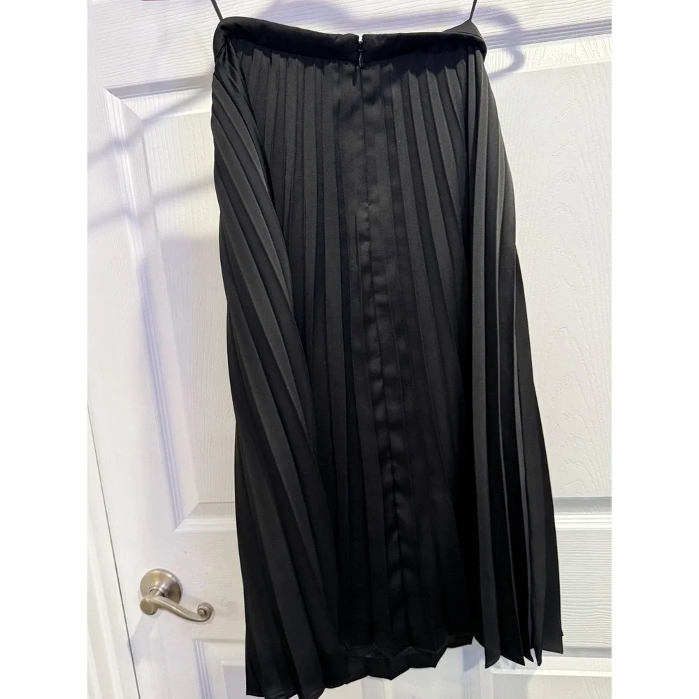 J Crew Black Pleated‎ Midi Skirt Women Size 0P